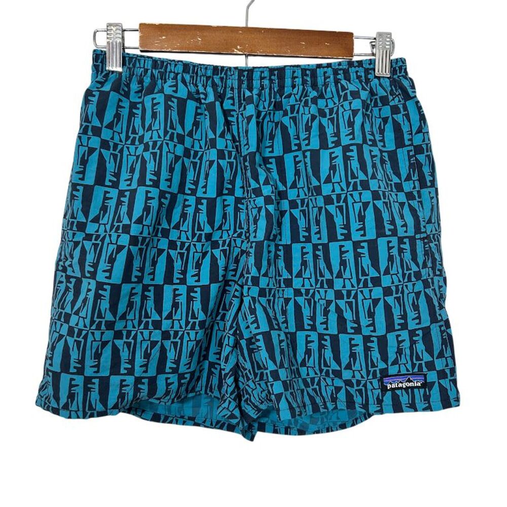 Patagonia Baggies Mens S Blue Aztec Geometric Gorpcore Swim Trunks Lined